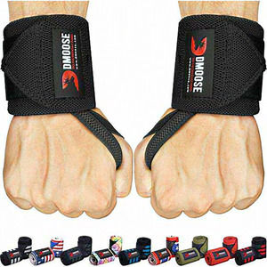 18" or 12" Gym Straps Pair Avoid Injury and Maximize Grip with Thumb Loop‎